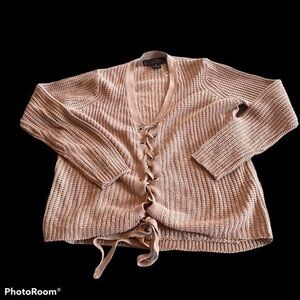 Polly & Ester pink tie sexy sweater